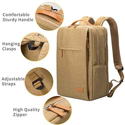 NOBLEMAN Travel Backpack Men Women, Business Computer Backpacks with Multi Compartment Storage Laptop Backpack, Water Resistent 15.6 Inch Laptop Work Business Backpack with USB Port for Nurse (Khaki)