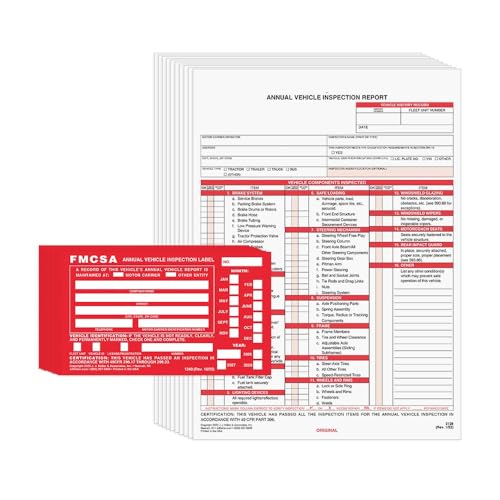 J. J. Keller Annual Vehicle Inspection Report Forms & 10-Pack Labels