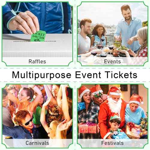 ESSENTIAL 500 Double Roll Raffle Tickets, 50/50 Raffle Cards, Entry Form with Name, Address, Phone & Email for Events, Entry, Class Reward & Door Prize - 5 Color Selection (Green)