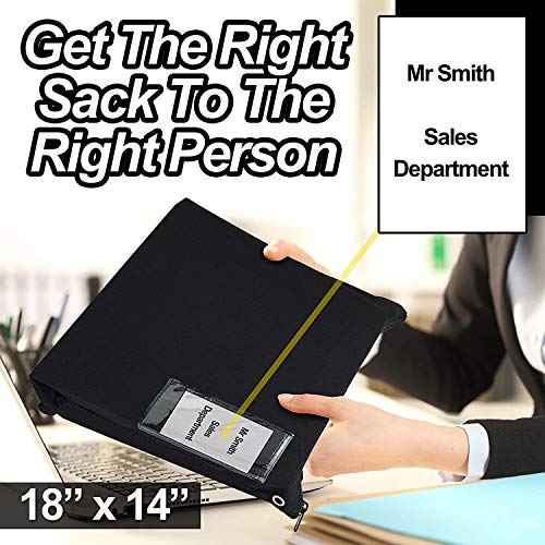 Interoffice Mailer Transit Sack ? Extra Strong Zipper - Extra Large & Durable ? Black Canvas Zipper Bank Bag with ID Window (18" x 14", 1 Bag)