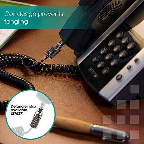 Power Gear Coiled Telephone Cord, 4 Feet Coiled, 25 Feet Uncoiled, Phone Cord works with All Corded Landline Phones, For Use in Home or Office, Black, 76139