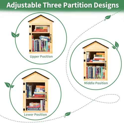 Little Library Box Outdoor, 2-Tier Waterproof Book Exchange Cabinet ? Solid Wood with Adjustable Shelves, Rust-Resistant Hardware for Community, Schools and Neighborhoods to Promote Reading & Sharing