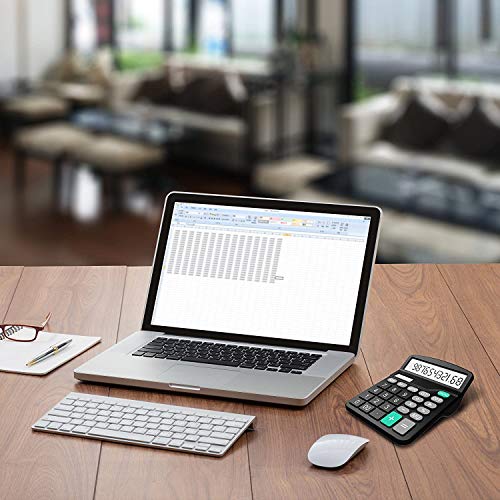 Splaks 2 Pack Desktop Calculators Dual Power Solar & Battery 12-Digit Large Display Black Silver