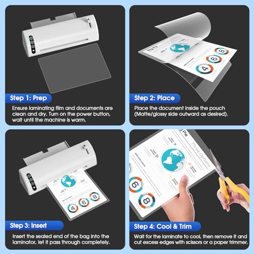 KTRIO 200 Pack 3 Mil Laminating Sheets for 8.5 x 11 Documents & Menus – Letter Size