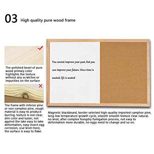 Message Cork Board Wood Frame Whiteboard Drawing Combination Boards Cork Board and Board Combo for Kids, 30*40cm