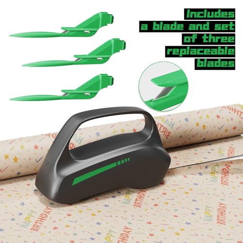 Black 2-Pack Wrapping Paper Cutter with 3 Blades, Gift Wrap Dispenser for Any Roll
