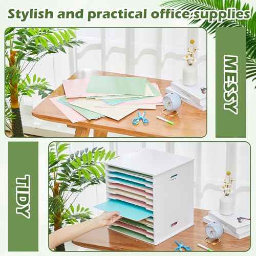 12 Tier Scrapbook Paper Organizer Adjustable Desk Scrapbook Paper Sorter Storage Rack File Organizer Wide Document Holder for Office Desktop (13 x 13. 7 x 14. 5 Inches)