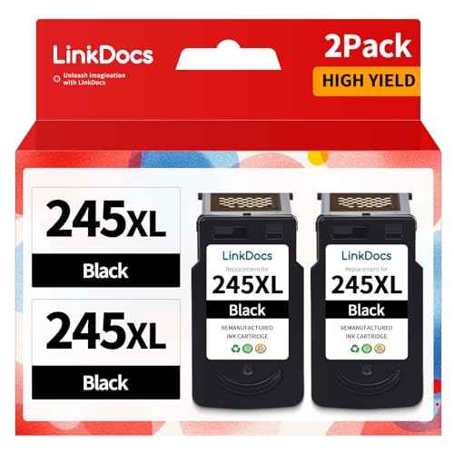 LinkDocs 245XL Ink Cartridge Replacement for Canon 245 XL PG-243 PG-245 XL Black Work for PIXMA TR4520 MX492 TS3122 MX490 MG3022 MG2522 MG2920 MG2420 MG2520 MG2922 MG2924 MG3029 Printer (2 Black)