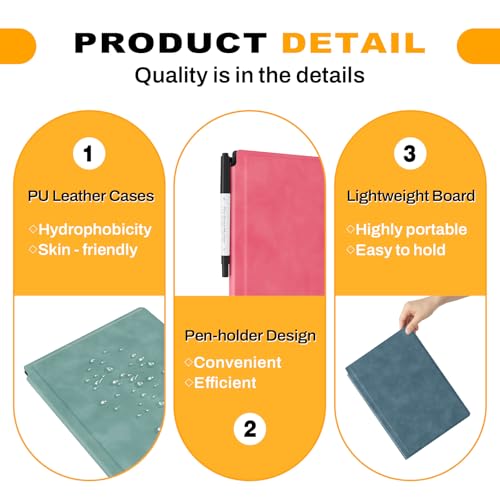 Orange Small Dry Erase Whiteboard 12x9 Inches Portable Double-Sided Folding Board with Pen