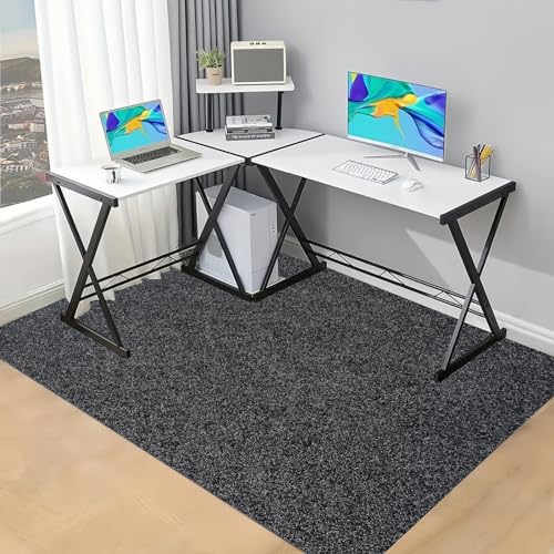Large Office Desk Chair Mat 63"x51" Heavy Duty Non-Skid Floor Protector for Hard Floor, Hardwood, Tile (Dark Grey