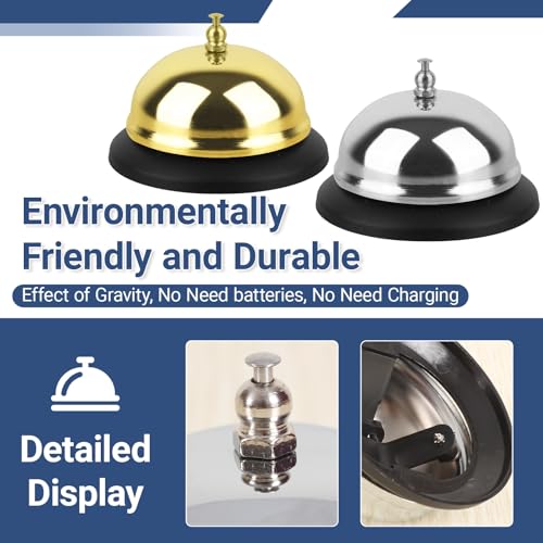 Call Bell Loud Clear Desk Bell Set - Durable Steel Service Bells for Hotels, Restaurants, Classrooms