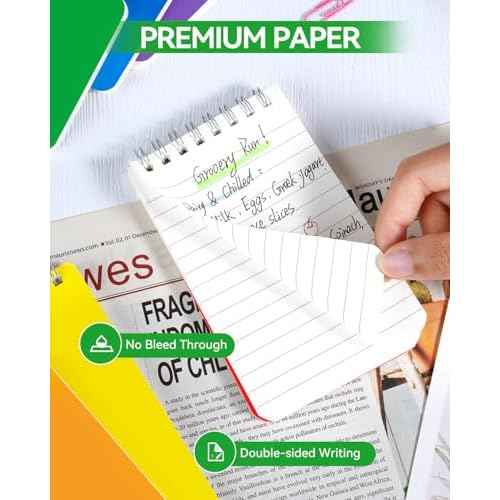 Dynta Pocket Notebook Bulk 60 Packs, 3x5 Inch Small Notepad Top Bound With Lined Pages, 10 Vibrant Colored Mini Spiral Notebooks 60Sheets/120Pages (80GSM), Memo Pads for Home, School, College, Office