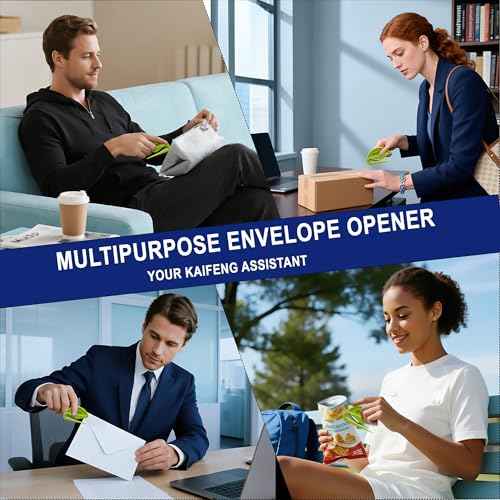 6 Pack Safety Letter Opener - Ergonomic ABS Grip,Hidden Stainless Steel Blade,Fast Slitter/Opener for Envelopes,Mail,Packages & More,Ideal for Office,Home & Business (6 Colors)