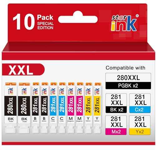 PGI-280XXL/CLI-281XXL Ink Cartridge Replacement for Canon 280 281 Ink Cartridges for Canon TR8620a Ink Cartridge TR8620 TR8520 TR7520 TR8600 TS6120 TS6220 TS6320 TR8500 Printer-2PGBK/2BK/2C/2M/2Y