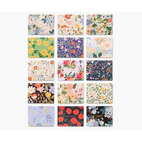 RIFLE PAPER CO. Timeless Congrats Greeting Card Boxed Set of 15, 6" L ¡¿ 2" W Blank Interior Lets Your Thoughtful Handwritten Note Take Center Stage - Artisanally Crafted in the USA