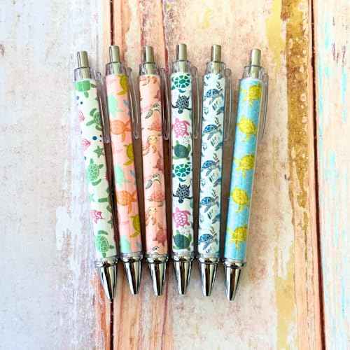 YJ PREMIUMS 6PC Turtle Pens Cute Turtles Turtled Turtlely Writing Ink Ballpoint Pen School Office Supplies Stocking Hawaiian Ocean Sea Animals for Teacher Coworkers Lovers Women Staff Employee Gifts