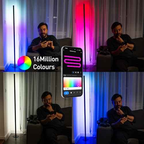 Lytup¢â RGB Smart Floor Lamp, Alexa & App Controlled, 2.4GHz WiFi, Voice Control LED with Color Changing, Music Sync, Dimmable, Remote Control, Indoor Use, Adjustable Brightness, iOS/Android Compatible