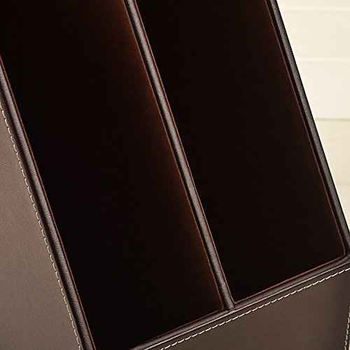 Vertical Style,Leather Magazine Holder Office Desk Organizer File Document Tray Box Bookends Book Stand (Coffee (2 Slot))