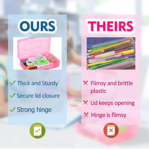 Mr. Pen 2 Pack Large Plastic Pencil Cases Pink & Blue, Pen & Marker Organizer