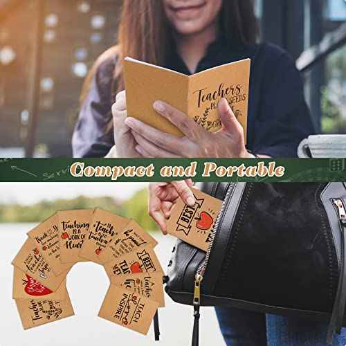 Kosiz 240 Pcs Teacher Appreciation Gifts in Bulk Thank You Kraft Notebooks Set Motivational Mini Journal Notebook Inspirational Bamboo Ballpoint Pen Gift for Teacher Nurse Christmas Thanksgiving
