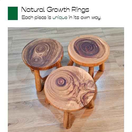 7 Inch Solid Wood Step Stool, Natural Growth Ring Wood Stool for Adults, Kids and Toddlers, Simple Minimalist Riser for Plants and Home D?cor