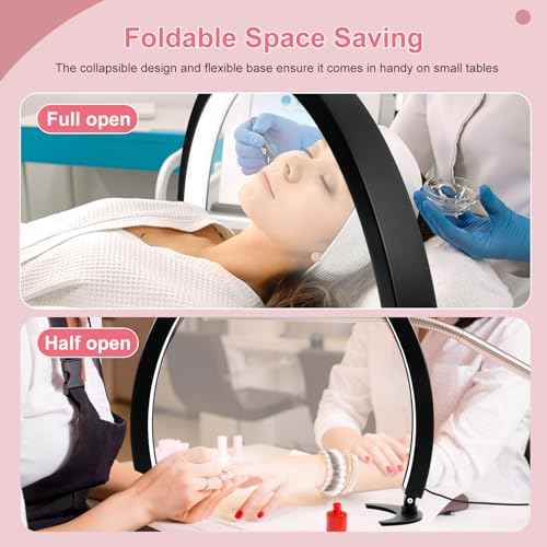 BQAN Half Moon Light for Nail Desk, 29'' 40W Nail Tech Desk Lamp with Phone Holder & Wire Controller & Remote, Stepless Adjustment Desk Lamp for Nails, Tattoo, Eyelash Extensions (Black)