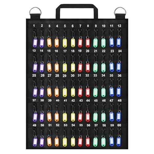 Sdstone Fireproof Rollable Case, Portable Roll Up Key Organizer with Fixed Strap, 60 Key Hooks and Tags for Car Sales, Hotel, Real Estate