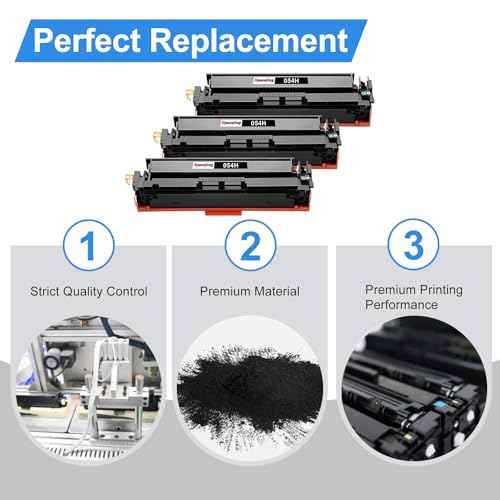 Compatible 054H Black Toner Cartridge Replacement for Canon 054H CRG-054H 054 CRG-054 Use with Canon Color imageCLASS MF644Cdw MF642Cdw LBP622Cdw LBP620 MF640C MF641Cw Printer (Black,3-Pack)
