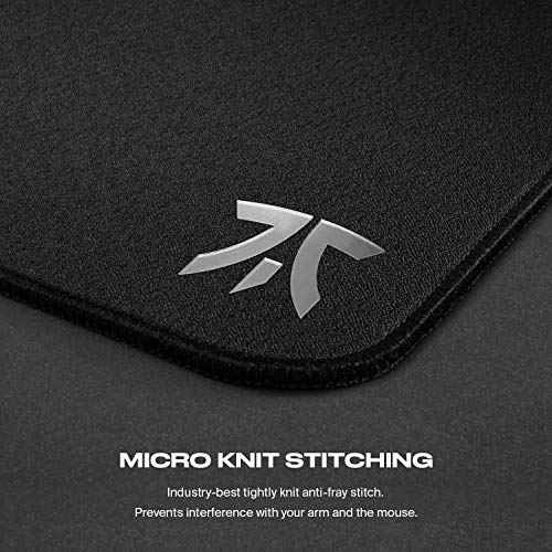 Fnatic | Dash L | Pro Gaming Mouse Mat for Esports | Fast Surface | Stitched Edges and Anti-Slip Rubber Base | Size L | Black | Hybrid Fabric| 19.2"x14.6"x0.12
