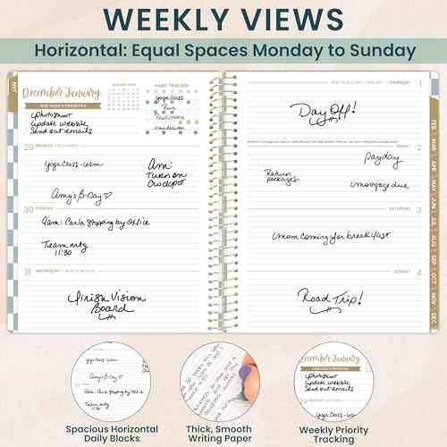 bloom daily planners 2026 Planner (January to December) - 8.5¡± x 11¡± Weekly & Monthly Dated Agenda Organizer Book with Stickers & Tabs - Flexible Soft Cover - Checkered