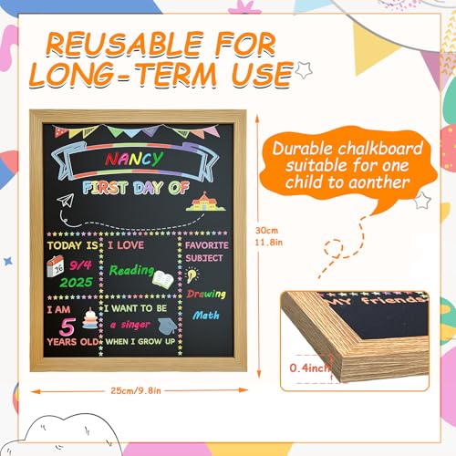 Large 10x12 Double-Sided Chalkboard First & Last Day of School Sign with Color Markers