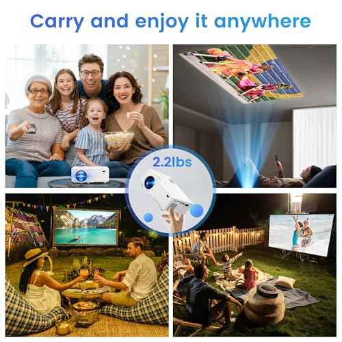 Proyector portatil con Bluetooth Mejorado 2025 Full HD 1080P 380ANSI Lumen HDMI/VGA/AV/USB para Cine en Casa y Pel?culas al Aire Libre | 3 a?os de Garant?a y Servicio en EE.UU.