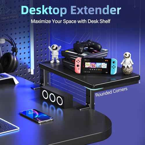 3 in 1 Clamp on Desk Extension & Monitor Shelf,16.5" Desktop Organizer, Adjustable Height Heavy Duty Desk Shelf Organizer for Gaming,Printer Stand,Computer Monitor and Laptop Riser,Office Accessories