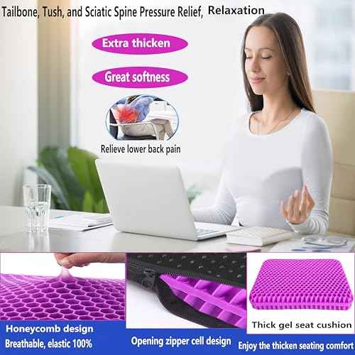 Gel Seat Cushion for Long Sitting, Soft and Breathable, Seat Cushion for Buttocks, Back, Sciatica, Tailbone Pain Relief, Used for The Office, Wheelchair, Car, Recliner, Stadium.(Rose red)