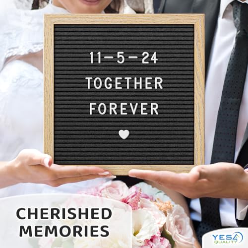 YES4QUALITY Black Felt Letter Board 10x10” with 170 Letters & Emojis
