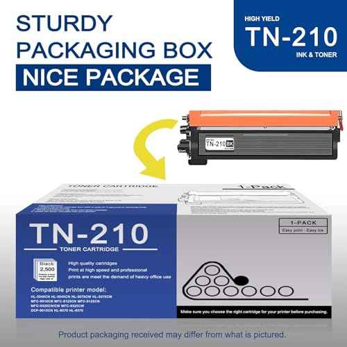 1 Pack TN210 TN210BK Black Toner Cartridge Compatible TN210 Replacement for Brother TN210 HL-3040CN 3045CN 3070CW 3075CW 8070 8370 MFC-9010CN 9120CN 9125CN 9320CN/CW 9325CW DCP-9010CN Printe