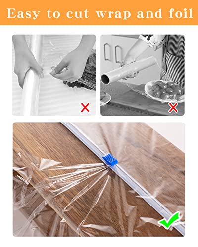 GEGADO 13 Inch Plastic Wrap Slide Cutter - 4 Pcs Self-Adhesive Food Wrap Dispenser Replacement