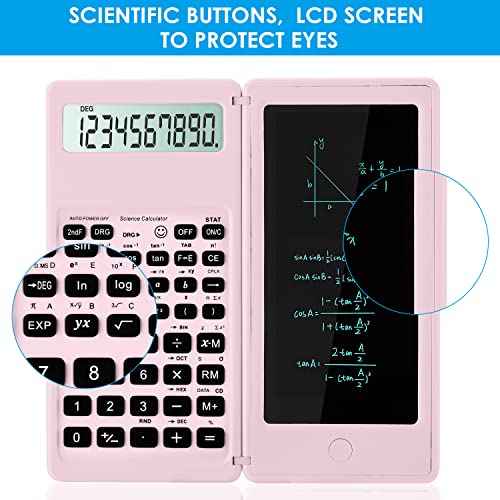 Scientific Calculators for Students, 10-Digit Large Screen, Math Calculator with Notepad, Classroom Must Haves for Middle High School Supplies & College £¨Pink