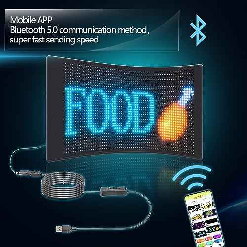 Leadleds 5V Bluetooth Programmable LED Matrix Panel, Flexible USB-Powered Scrolling Message Board with Custom Text & Animation, App Control for Advertising, Store, Bar, Car, Home Decor