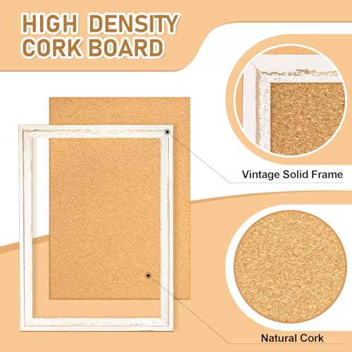 DOLLAR BOSS White Cork Board for Wall - 24 X 18 Inches, Rustic Wooden Frame Bulletin Board, Decorative Hanging Pin Board for Office & Home Decor