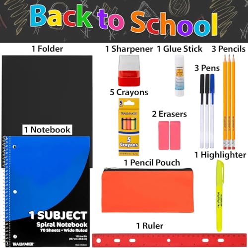 20 Pack School Supplies Set for K-12 Students with Pencils, Notebooks & More