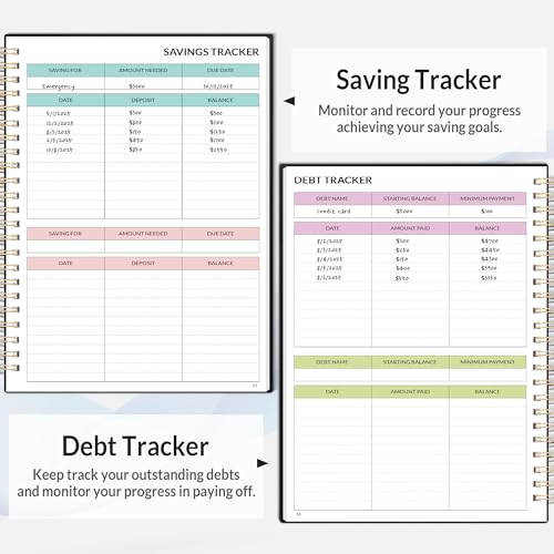 SUNEE Undated Budget Planner Notebook 6.4x8.3 Black Monthly Expense Tracker