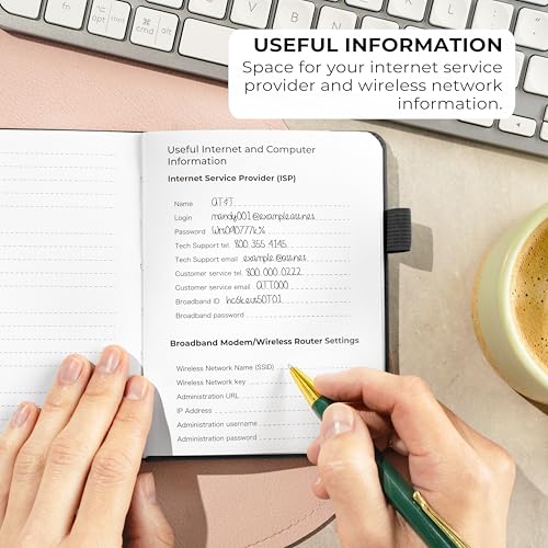 Clever Fox Password Book with Alphabetical Tabs - Small 4x5.5 Inch Black