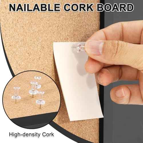 4 THOUGHT Chalkboard Corkboard Combo, 24" x 36" Bulletin Cork Board Magnetic Chalk Board for Wall Combination Board Black Frame Double Use Black Board Cork Board 1 Marker 4 Magnets 10 pins