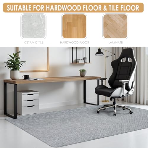 Kuyal Office Chair Mat for Hardwood Floor, 36" x 48" Heavy Duty Desk Chair Mat for Office & Home, Anti Slip, Non-Curve Computer Chair Protector Mat, Light Gray