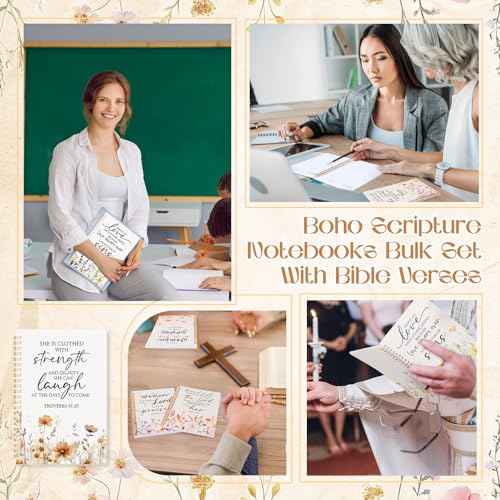 Supervitae 12 Pack Christian Gifts for Women Bulk Bible Verse Spiral Notebooks A5 Aesthetic Inspirational Religious Journals Prayer Notepad with Scriptures for Church Sunday School Teachers(Flowers)