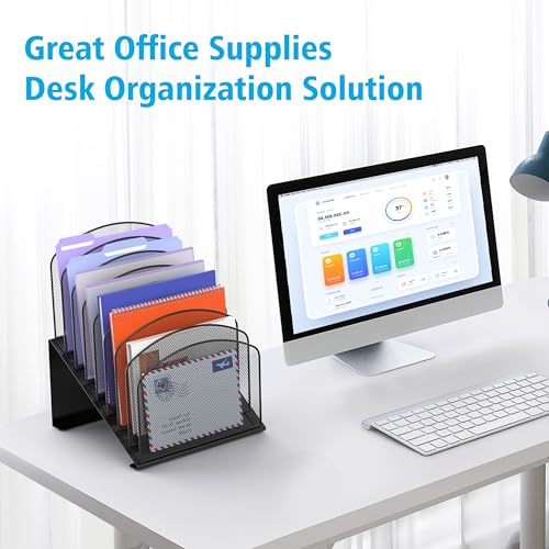 Delifox Inclined Desk File Organizer 8-Section Black - Office Storage