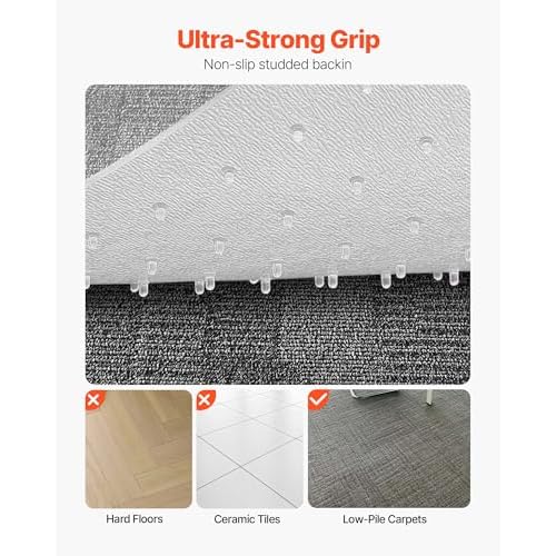 VEVOR Chair Mat, 36 x 48 Inch Office Chair Mat for Carpeted Floors, Plastic Floor Protector Rug with Studded, Non-Slip & Easy to Clean, Smooth Glide Under Desk Rug for Home Office (Rectangular)