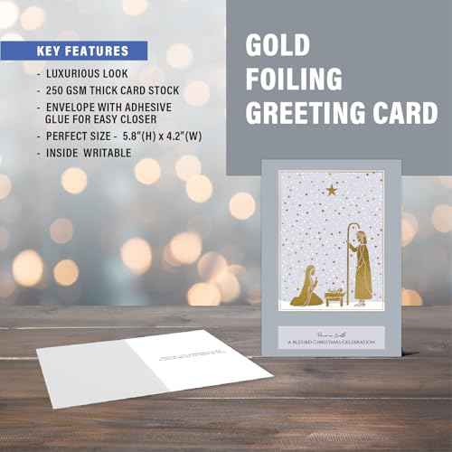 easykart labels Religious Christmas Boxed Cards, Nativity Scene (48 Christmas Cards and 48 Envelopes & Sealing Stickers)