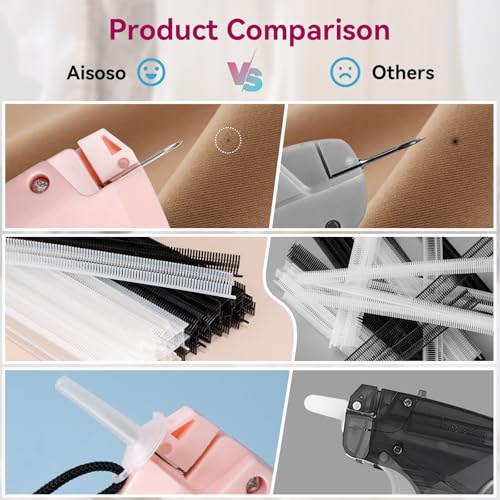 AISOSO Handheld Tagging Gun for Clothes (Pink) with 3000 Fasteners – 0.8mm Precision Needle